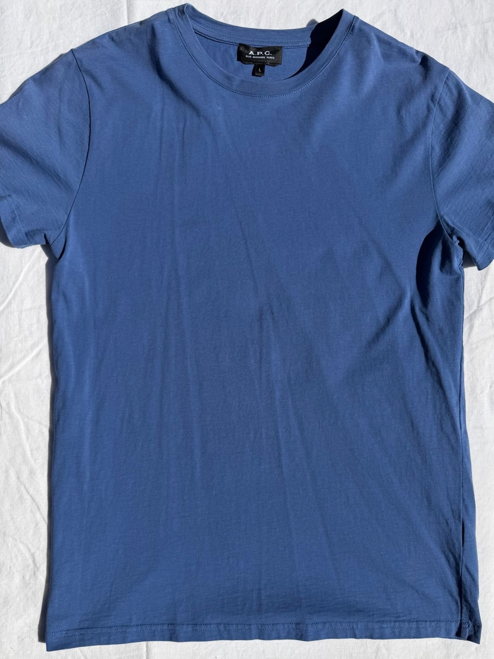 A.P.C. Men's Crew Neck T-Shirt in Slate Blue